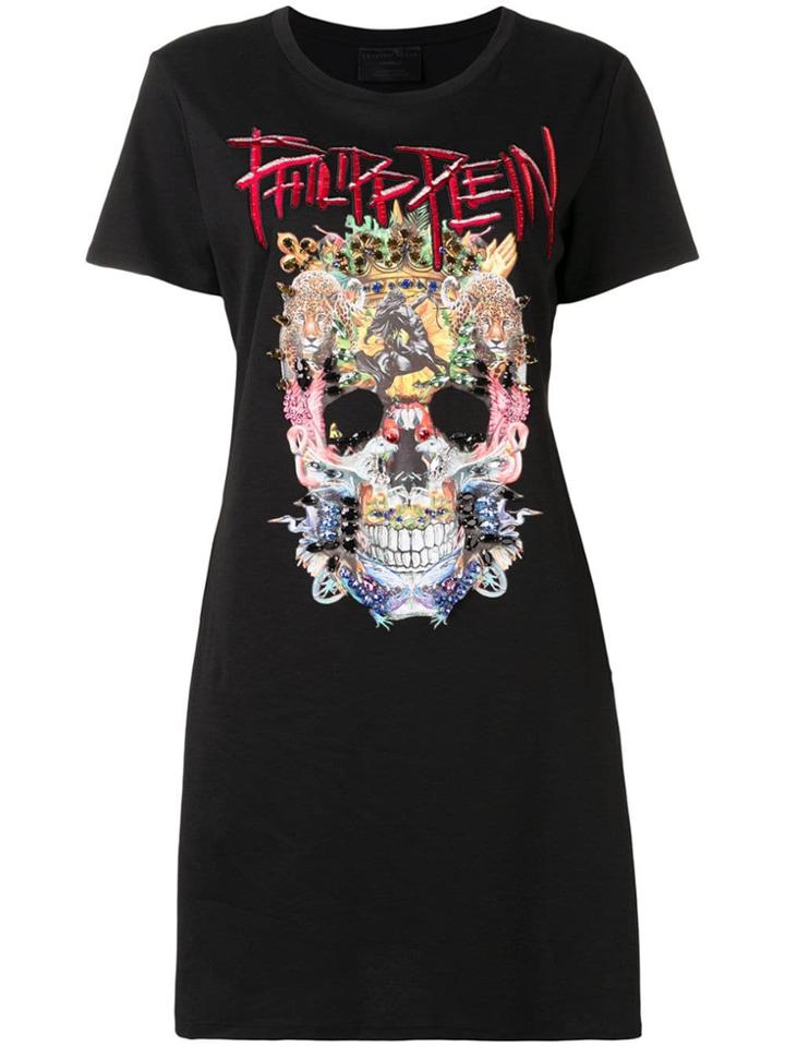 Philipp Plein Short Sleeved T-shirt Dress - Black