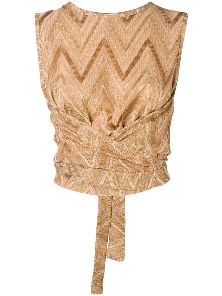 M Missoni Chevron Pattern Ruched Top - Gold