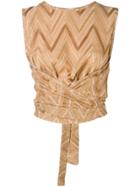 M Missoni Chevron Pattern Ruched Top - Gold