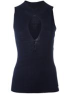 Twin-set - Cut-out Knit Top - Women - Polyester/viscose - S, Women's, Blue, Polyester/viscose