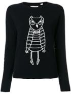 Chinti & Parker Cashmere Owl Outline Sweater - Blue