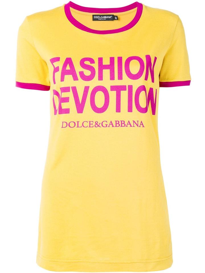 Dolce & Gabbana Fashion Devotion Print T-shirt - Yellow & Orange