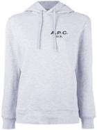 A.p.c. Logo Hooded Sweatshirt, Women's, Size: Small, Grey, Cotton/polyester