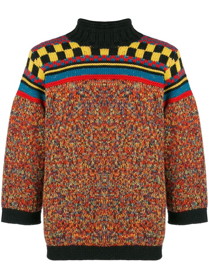Jean Paul Gaultier Vintage Mixed Pattern Jumper - Yellow & Orange