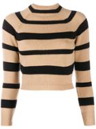 Miu Miu Striped Cashmere Cropped Jumper - Neutrals
