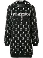Philipp Plein X Playboy Crystal Logo Hooded Dress - Black