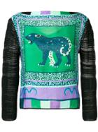 Just Cavalli Leopard Print Panelled Sweater - Green