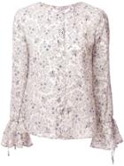 Derek Lam 10 Crosby Collarless Bell Sleeve Blouse - Nude & Neutrals