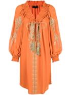 Dundas Floral Embroidery Dress - Orange