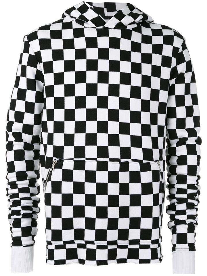 Amiri Hooded Checker-print Sweatshirt - Black