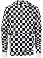 Amiri Hooded Checker-print Sweatshirt - Black