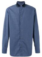 Brioni Fine Checked Shirt, Men's, Size: Xxl, Blue, Cotton