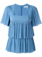 Sonia Rykiel Tiered Pleat Blouse, Women's, Size: 36, Blue, Cotton