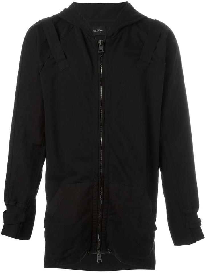 Andrea Ya Aqov Zipped Parachute Hoodie, Men's, Size: L, Black, Cotton