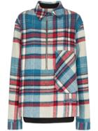 We11done Half-zip Plaid Shirt Jacket - Blue