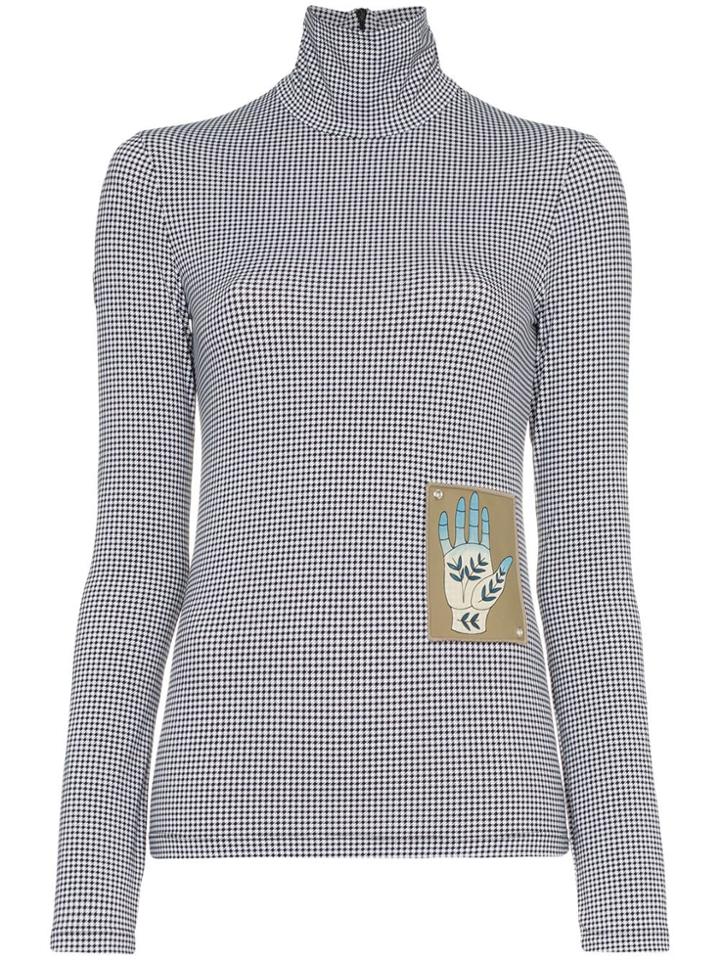 Chloé Hand Applique Gingham Top - Black
