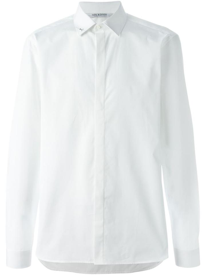 Neil Barrett Scissor Print Shirt, Men's, Size: 42, White, Cotton