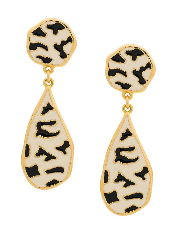 Christian Dior Vintage 90's Zebra Earrings - Black