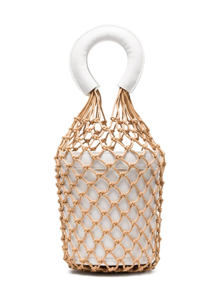 Staud White Moreau Leather Bucket Bag