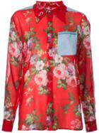 Brognano - Floral Print Semi-sheer Shirt - Women - Cotton/polyester - 40, Red, Cotton/polyester