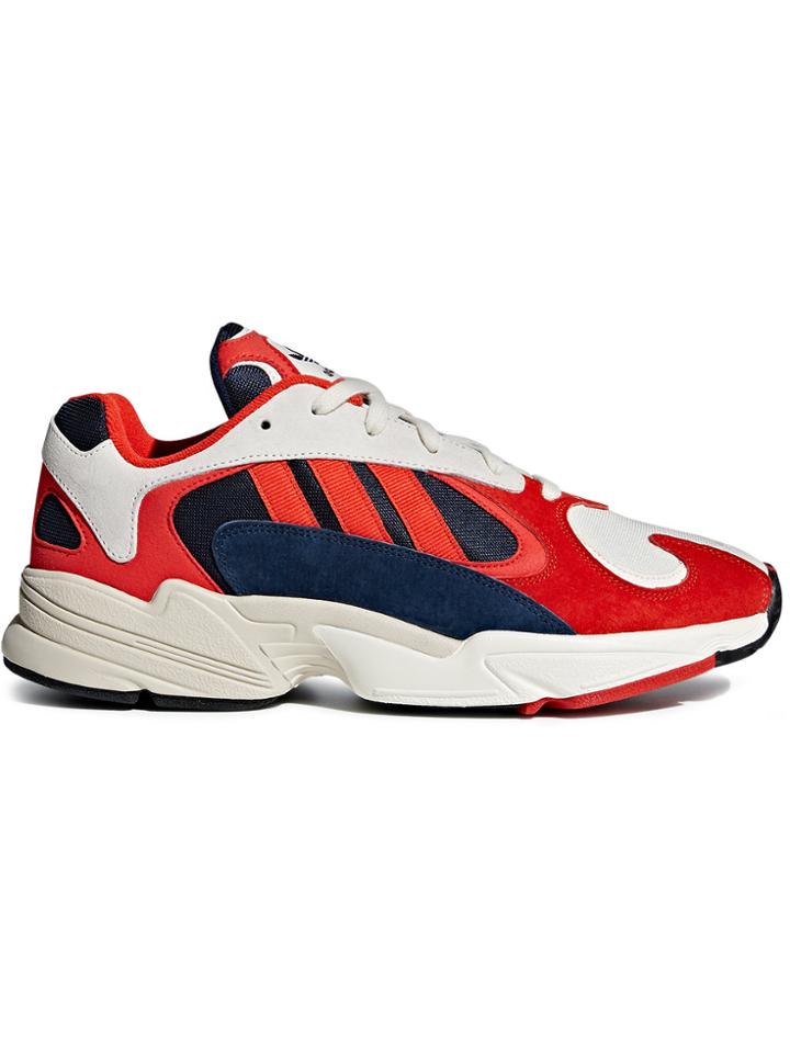 Adidas Red, White And Black Yung 1 Suede Leather And Cotton Sneakers