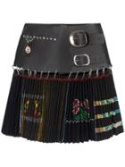 Chopova Lowena Printed Pleated Mini Skirt - Black