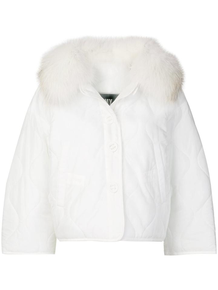 Army Yves Salomon Trimmed Hood Padded Jacket - White
