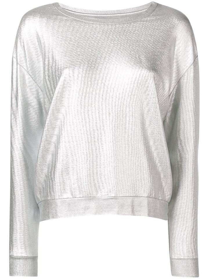 Majestic Filatures Textured Metallic Knitted Top - Grey