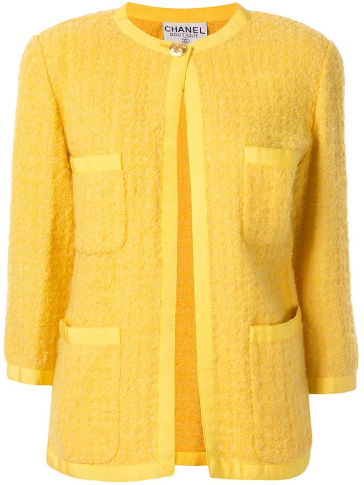 Chanel Pre-owned Cc Button Tweed Jacket - Yellow