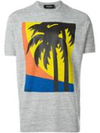 Dsquared2 Palm Tree Print T-shirt, Men's, Size: Medium, Grey, Cotton