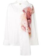 A.w.a.k.e. Peach Print Asymmetric Shirt - White