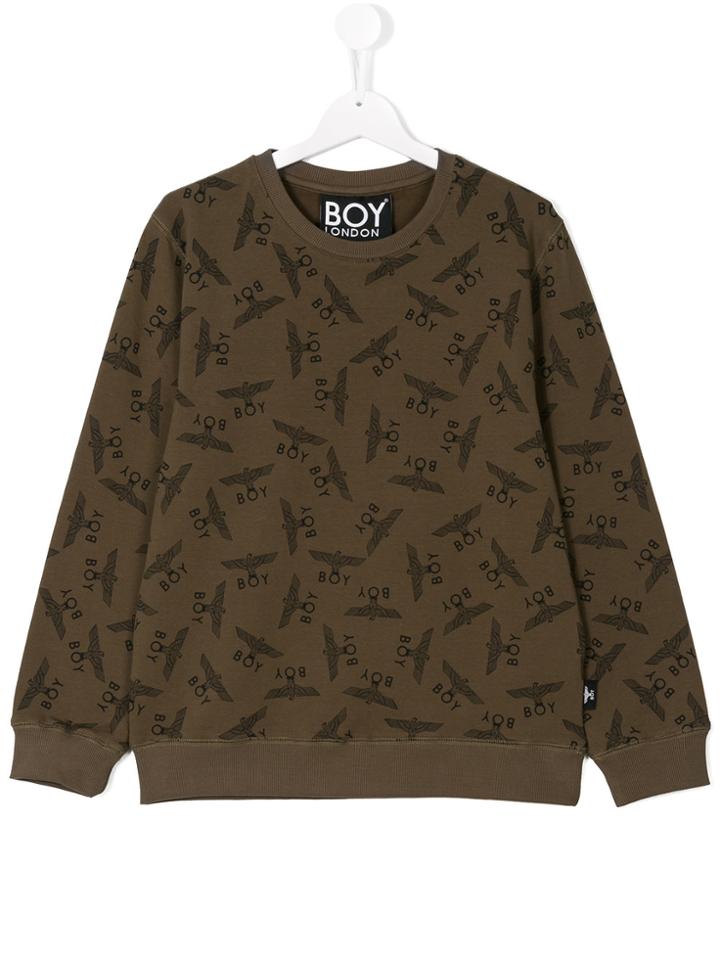 Boy London Kids All Over Logo Print Sweater - Green