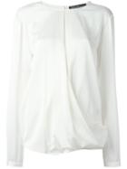 Salvatore Ferragamo Long Sleeve Top, Women's, Size: 44, White, Silk/spandex/elastane