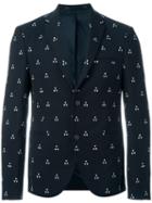 Neil Barrett Triangle Jacquard Blazer, Men's, Size: 50, Blue, Polyamide/spandex/elastane/polyester/cotton
