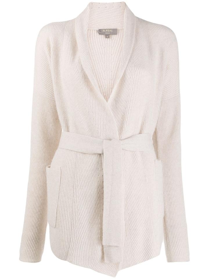 N.peal Cashmere Belted Cardigan - Neutrals