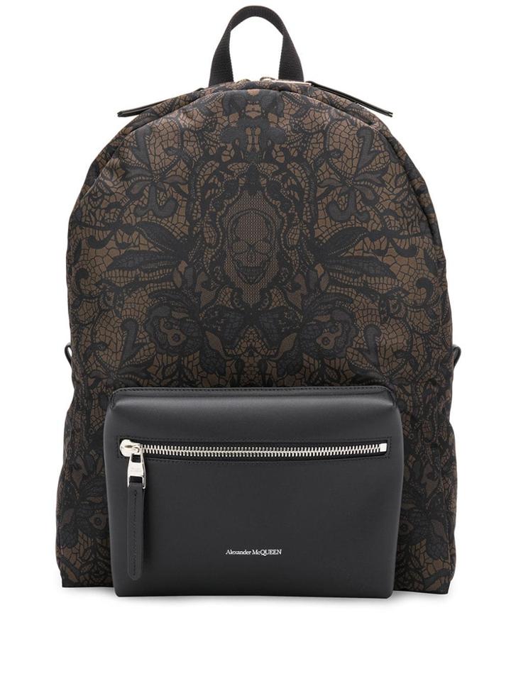 Alexander Mcqueen Floral Skull Print Backpack - Black