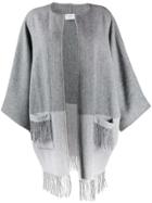 Snobby Sheep Fringed Colour Block Cape Coat - Grey