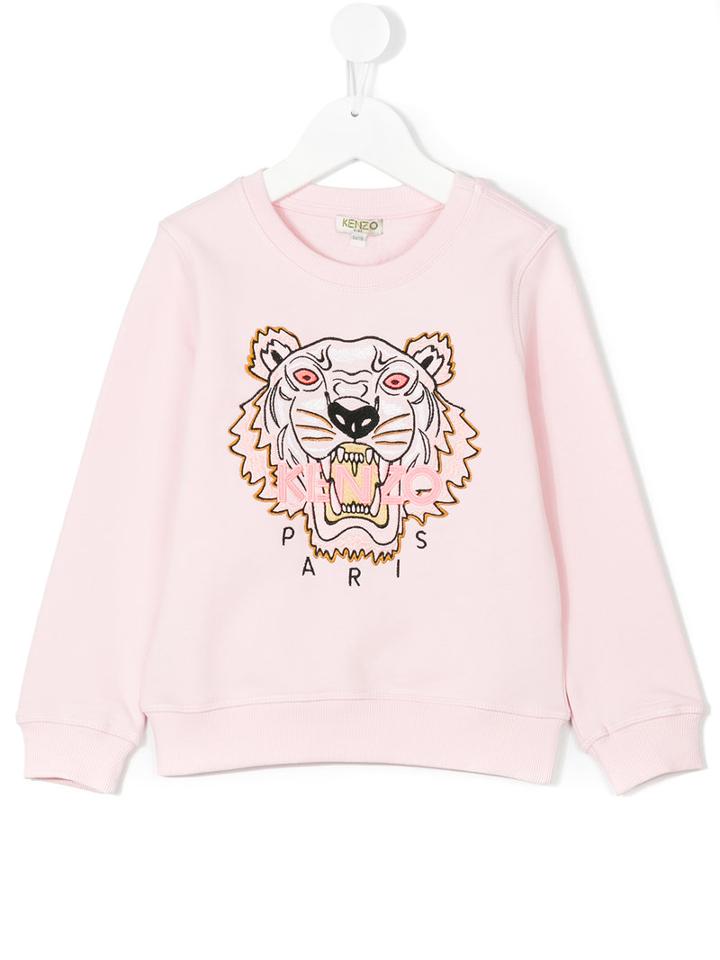 Kenzo Kids - Embroidered Tiger Sweatshirt - Kids - Cotton - 10 Yrs, Pink/purple
