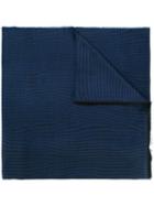 Lanvin Zebra Stripe Pattern Scarf, Men's, Blue, Silk/wool