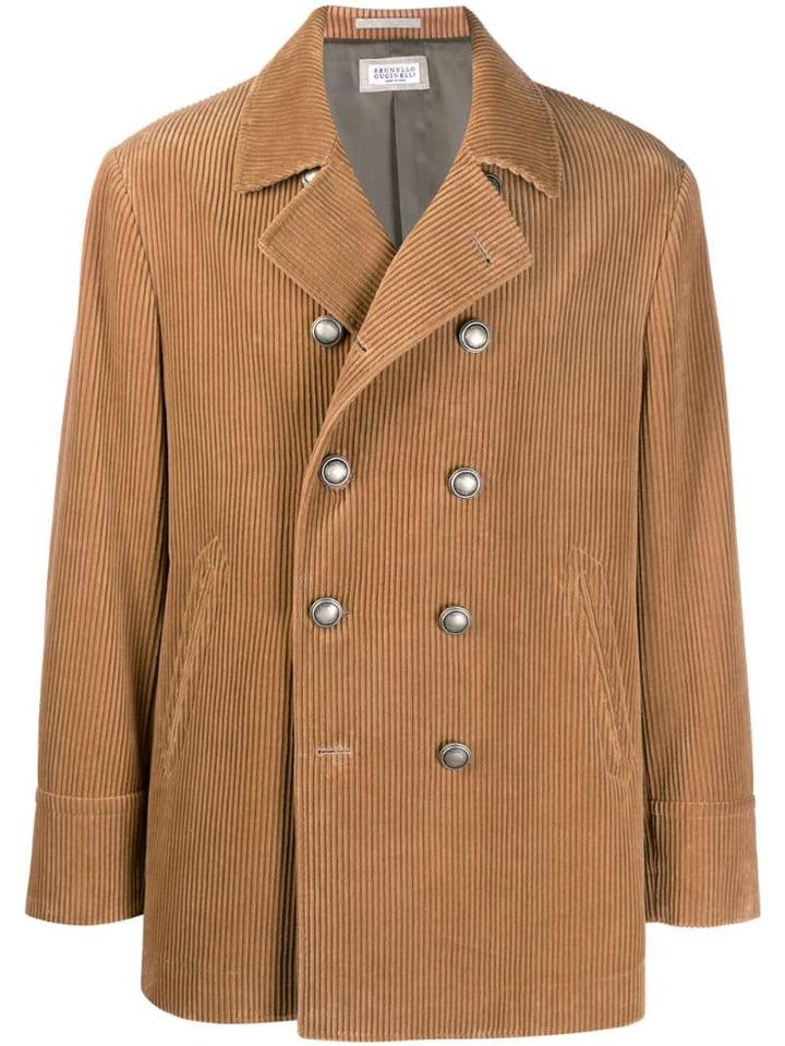 Brunello Cucinelli Corduroy Peacoat - Neutrals