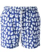 Capricode Domino Print Swim Shorts, Men's, Size: M, Blue, Polyamide