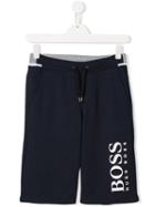 Boss Kids Teen Logo Print Shorts - Blue