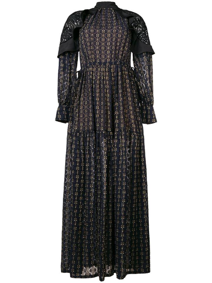 Self-portrait Printed Maxi Dress - Black