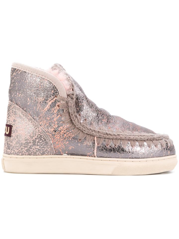 Mou Stitch Embellished Boots - Metallic
