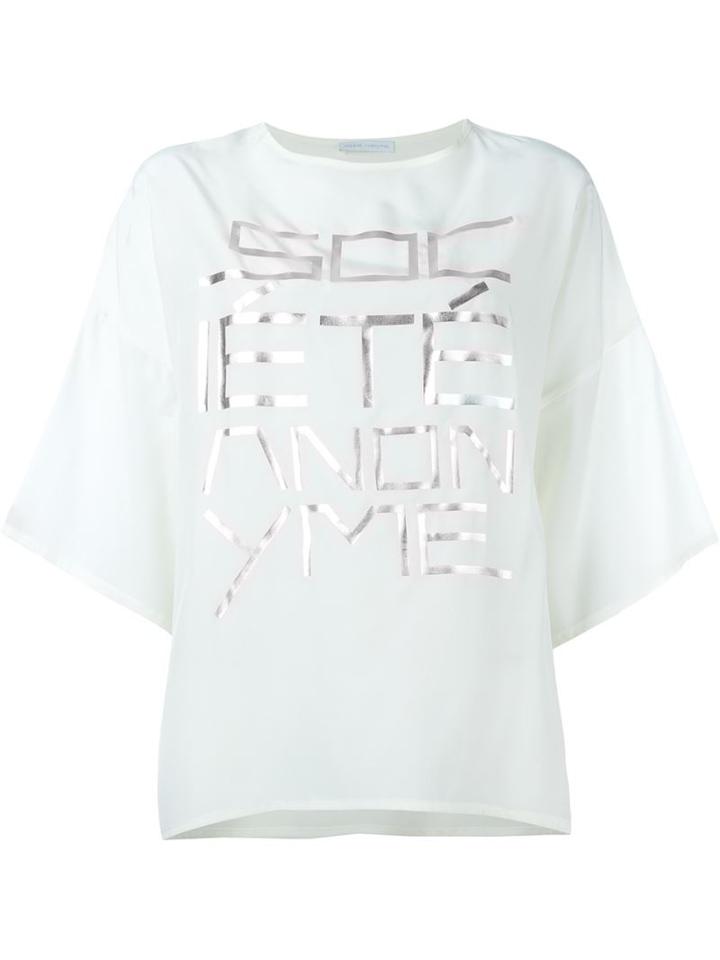 Oversized Front Print T-shirt, Women's, Nude/neutrals, Silk, Société Anonyme