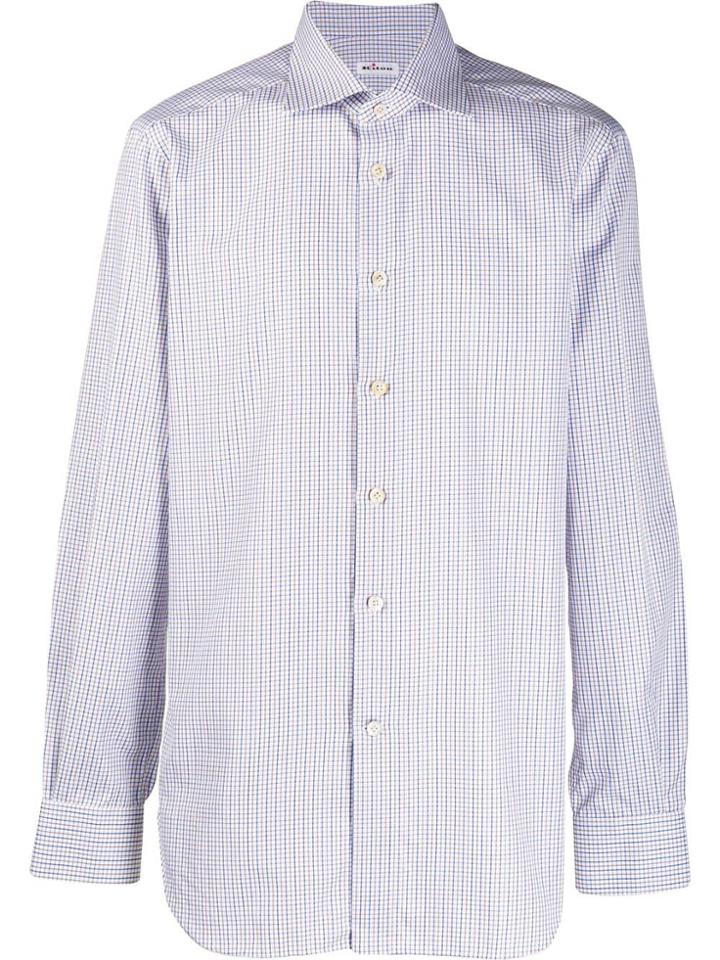 Kiton Plaid Print Shirt - Blue