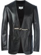 Maison Margiela Toggle Front Jacket, Men's, Size: 50, Black, Calf Leather/viscose/cotton