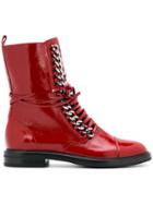 Casadei Flat Lace-up Boots - Red