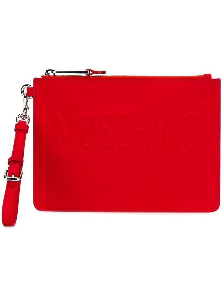 Moschino Embossed Logo Clutch