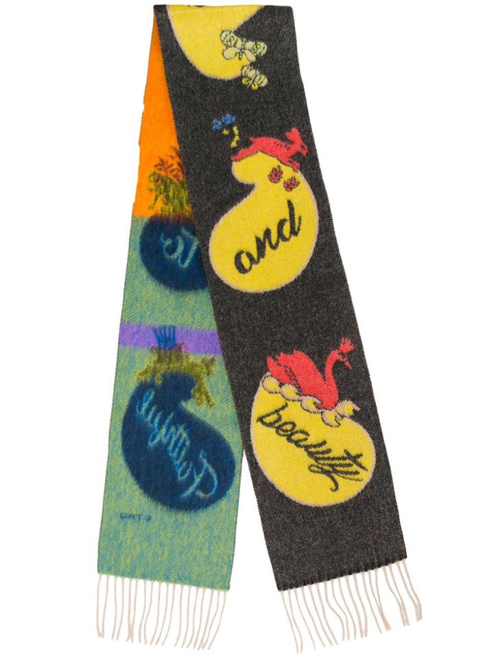 Etro Slogan Knit Scarf - Black